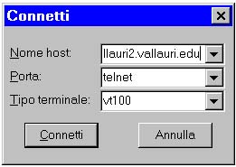 Parametri di connessione