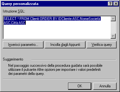 Query personalizzata