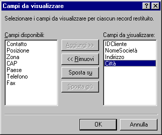 Campi da visualizzare