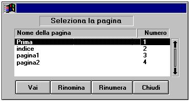 La finestra Gestione Pagine