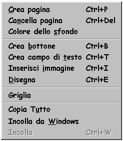 Il menu del pulsante Oggetti