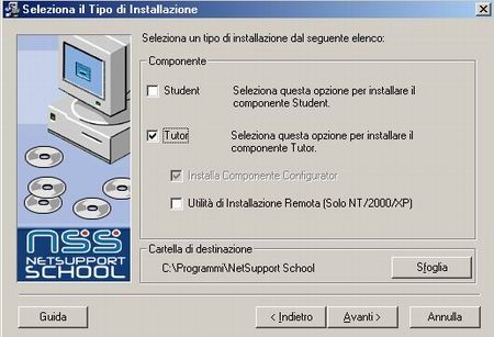 Finestra d'installazione